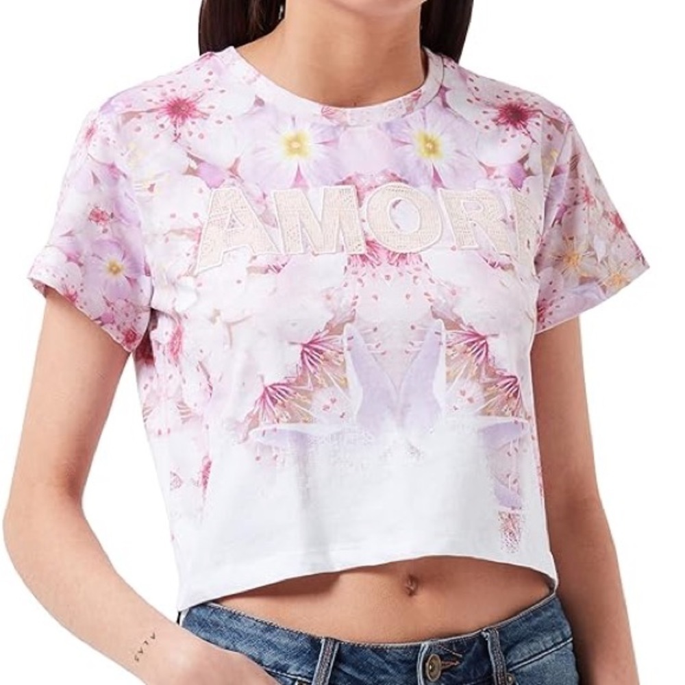 Desigual AMORE Cropped Floral Tee